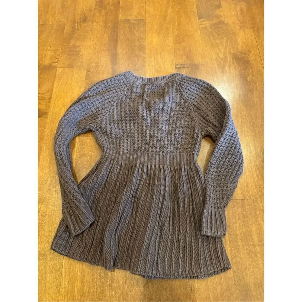 Y2K OshKosh B’gosh Girls 6X Brown Chunky Knit Cardigan Sweater Empire Waist Boho